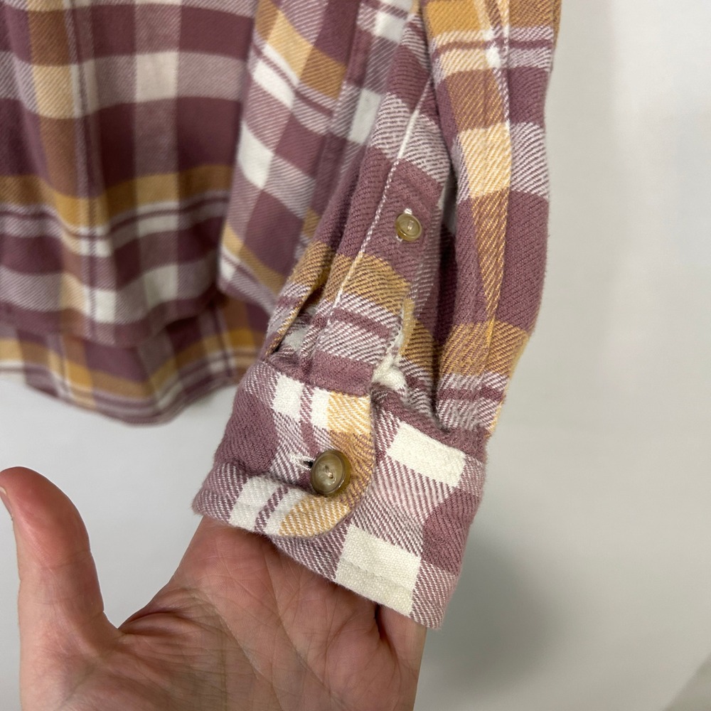 L.L.Bean Dusty Rose Pink Plaid Organic Cotton Flannel Shirt M Cozy Fall Layering - Picture 2 of 7